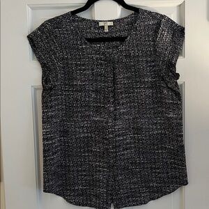 Joie Black and White Textured Blouse